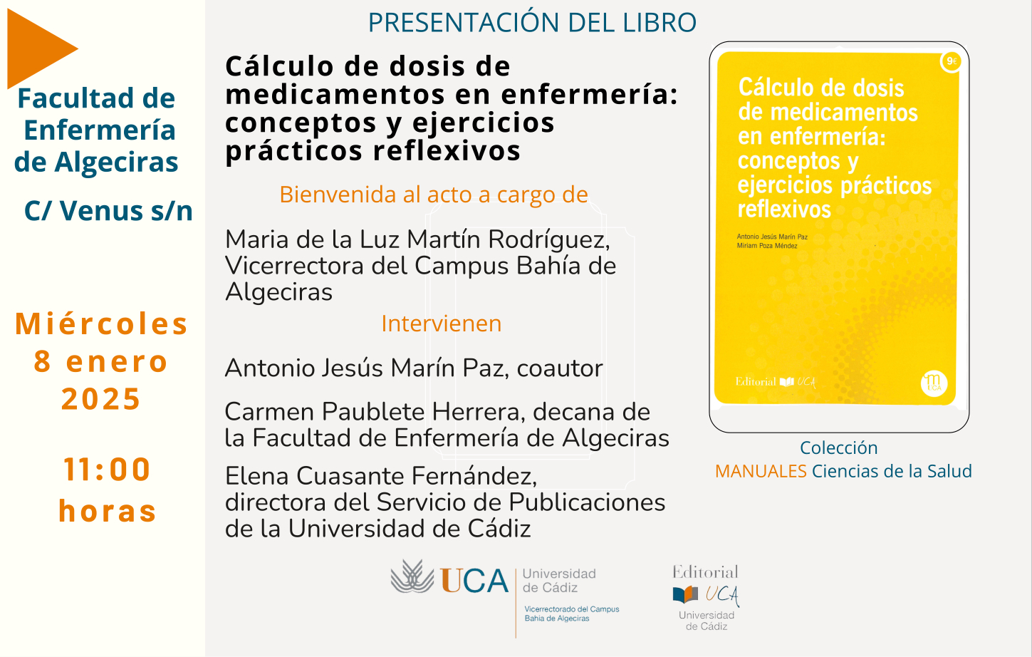 Próxima presentación del libro “Cálculo de dosis de medicamentos en enfermería: conceptos y ejercicios prácticos reflexivos”