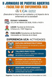 Invitación a las Jornadas de Puertas Abiertas de la Facultad de Enfermería