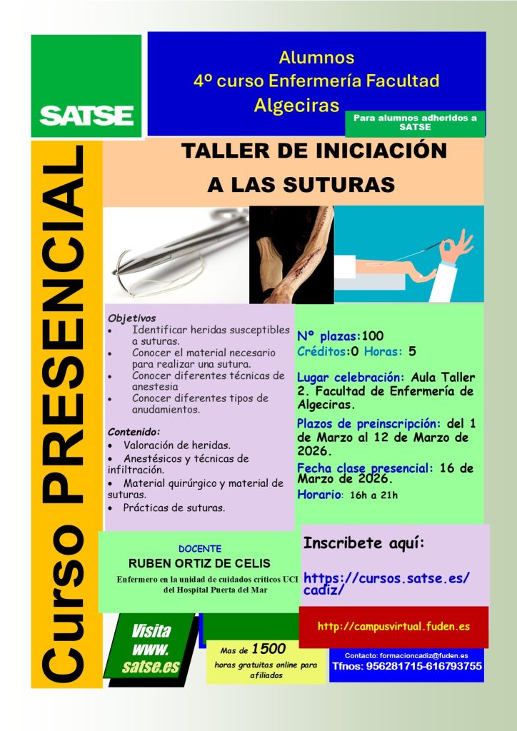 Inscripción para el curso de formación extracurricular en iniciación en suturas