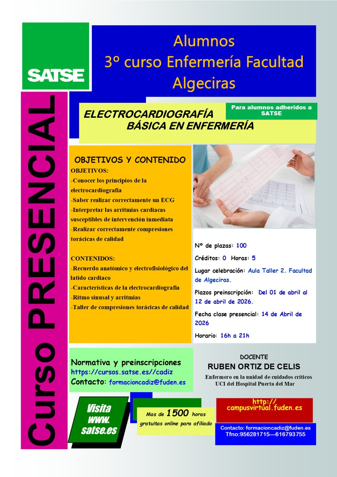 Inscripción para el curso de formación extracurricular en electrocardiografía básica en enfermería